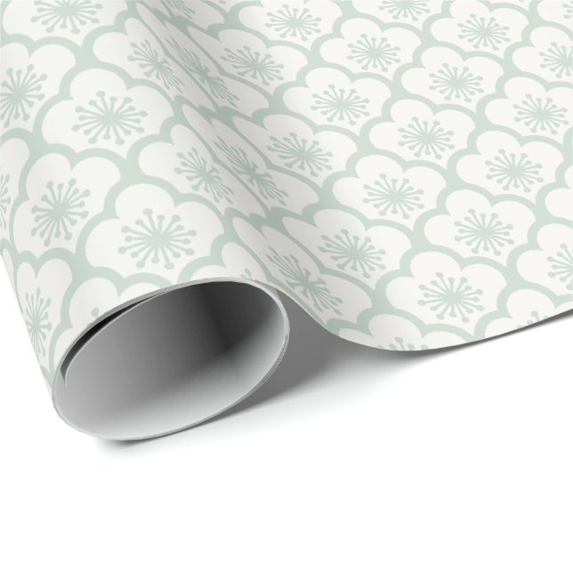 Soft Sakura Muted Sage - Neutral Wrapping Paper (Roll Corner)