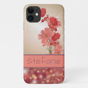 Soft Salmon Flowers and a Dreamy Maroon (brokeh) iPhone 11 Case