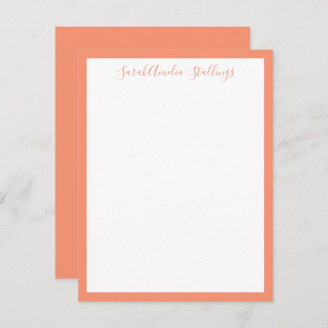 Soft Salmon Reddish Orange Classic Note Card (Front/Back)