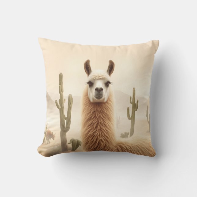 Soft Sand Llama with Cactus Flow Cushion (Front)