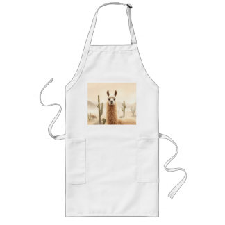 Soft Sand Llama with Cactus Flow Long Apron