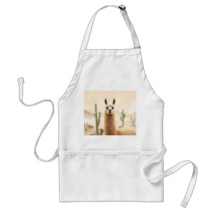 Soft Sand Llama with Cactus Flow Standard Apron