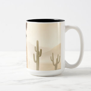 Soft Sand Llama with Cactus Flow Two-Tone Coffee Mug