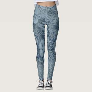 "Soft Sapphire Vintage Lace" Leggings