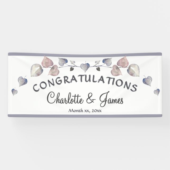 Soft Scottish Heather - Wedding Hearts Banner (Horizontal)