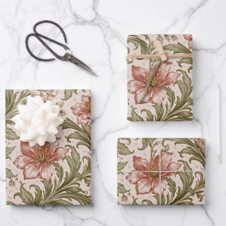 Soft Scrollwork Garden Floral Pattern Wrapping Paper Sheet