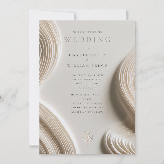 Soft sculpted abstract flowing wedding invitation (Front)