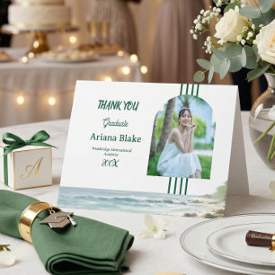 Soft Sea Aesthetic Modern Graduation Folded Thank You Card
