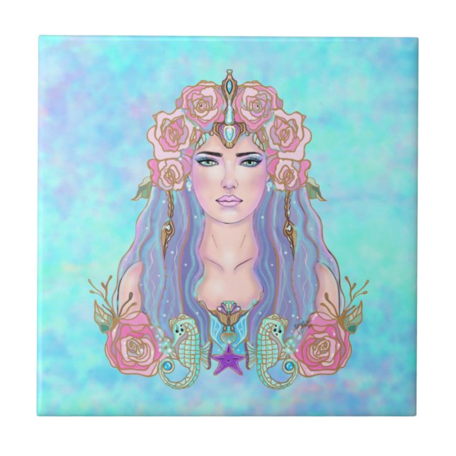 Soft sea goddess art by Renee Lavoie  Tile (Front)