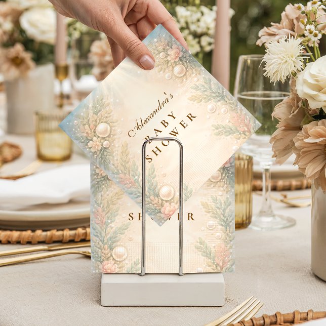 Soft Seaside Pearl Storybook Baby Shower Napkin (Creator Uploaded)