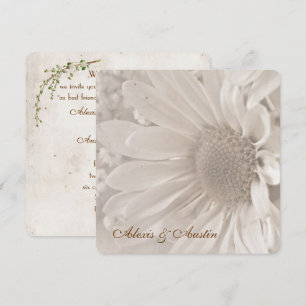 Soft Sepia Wedding Daisy Invitation