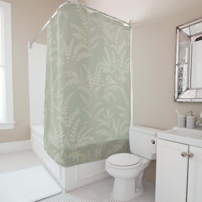 Soft Serenity Leaves Shower Curtain (In Situ)