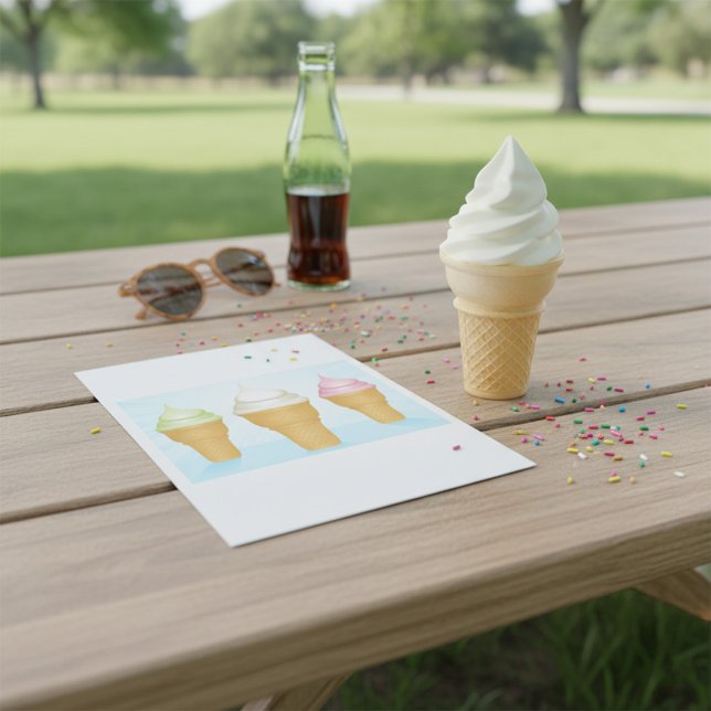 Soft Serve Ice Cream Cones Fun Summer Dessert  Invitation (Creator Uploaded)
