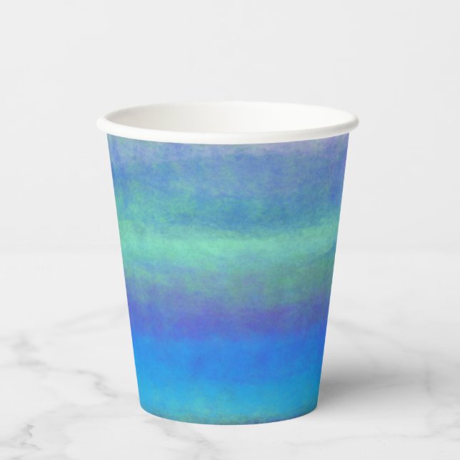 Soft shades of blue and green paper cups (Front)