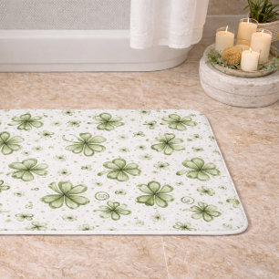 Soft Shamrock Whispers in Watercolor Green Bath Mat