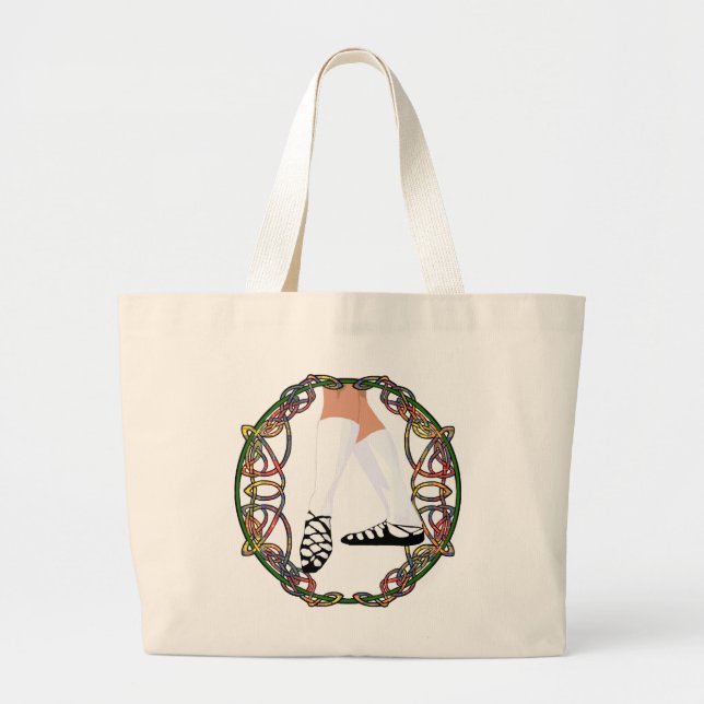 Soft Shoe Dancer - Celtic Knotwork Large Tote Bag (Front)