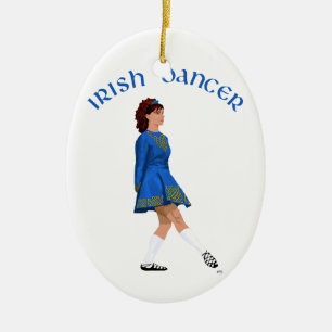 Soft Shoe Irish Dancer in Blue Ceramic Tree Decoration