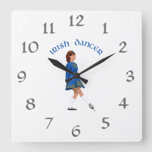 Soft Shoe Irish Dancer in Blue Square Wall Clock
