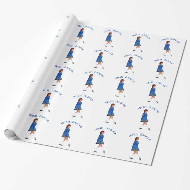 Soft Shoe Irish Dancer in Blue Wrapping Paper (Unrolled)