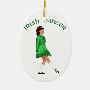 Soft Shoe Irish Dancer in Green Ceramic Tree Decoration
