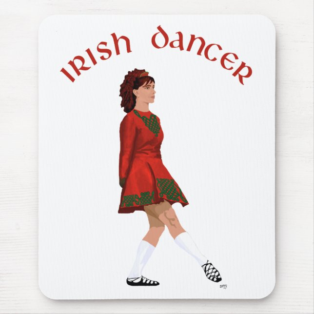 Soft Shoe Irish Dancer in Red Mouse Mat (Front)