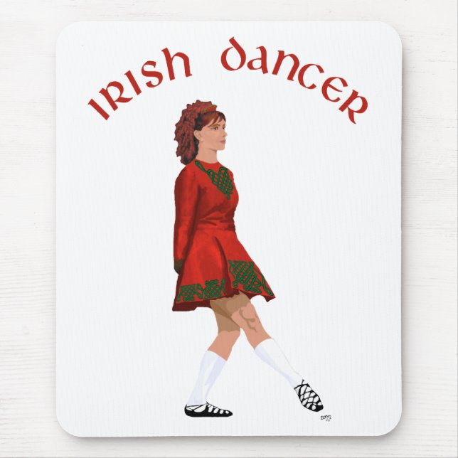 Soft Shoe Irish Dancer in Red Mouse Mat (Front)