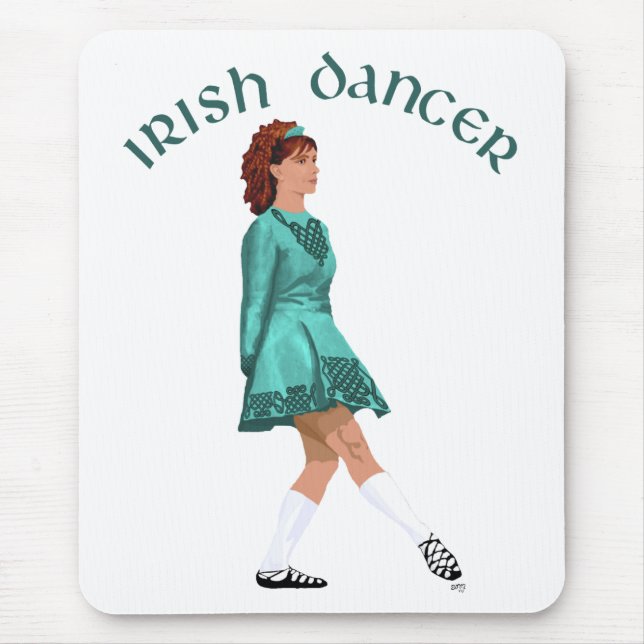 Soft Shoe Irish Dancer in Turquoise Mouse Mat (Front)
