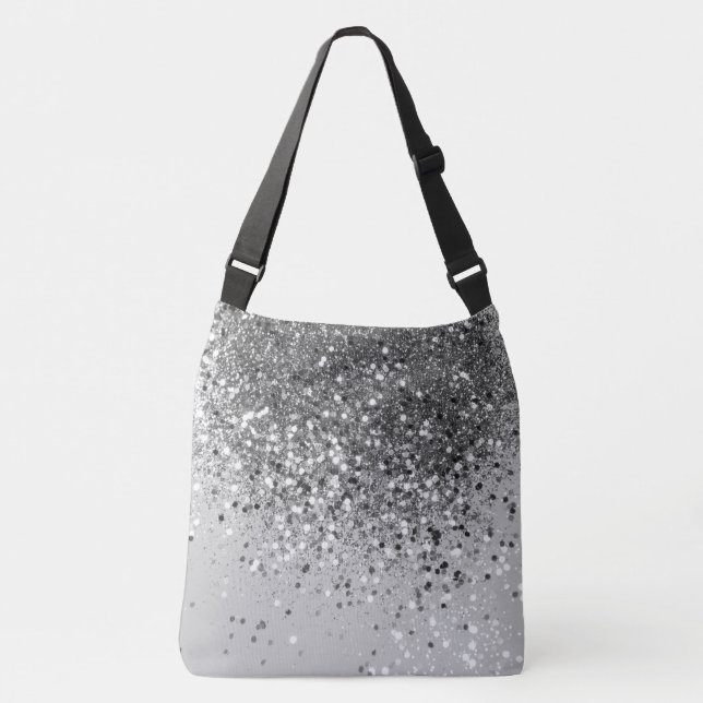 Soft Silver Gray Glitter #1 Crossbody Bag (Front)