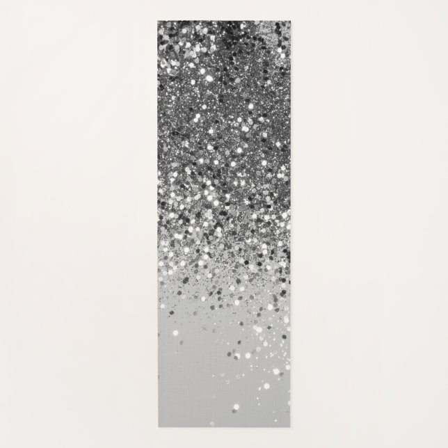 Soft Silver Gray Glitter #1 Yoga Mat (Front)