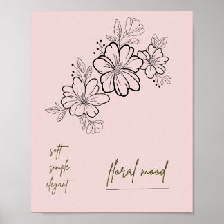 Soft Simple Elegant Floral Mood Pink Poster