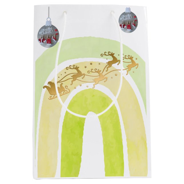 Soft Simple Funny Cute Christmas Bell Medium Gift Bag (Front)