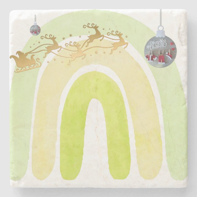 Soft Simple Funny Cute Christmas Bell Stone Coaster (Front)