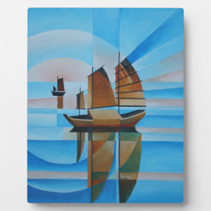 Soft Skies, Cerulean Seas and Cubist Junks Plaque