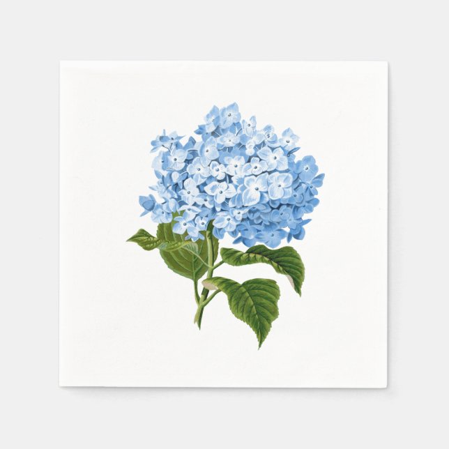 Soft Sky Blue Antique Hydrangea Flower Napkin (Front)