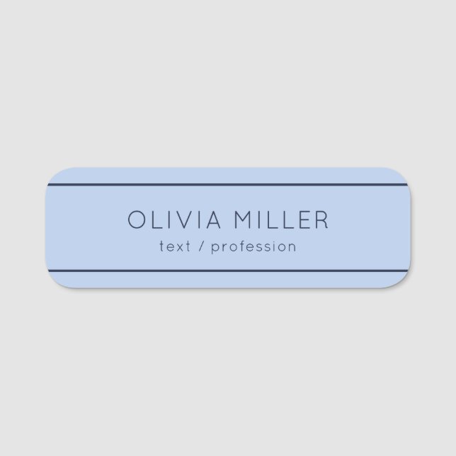 Soft Sky Blue Minimalist Name Tag (Front)