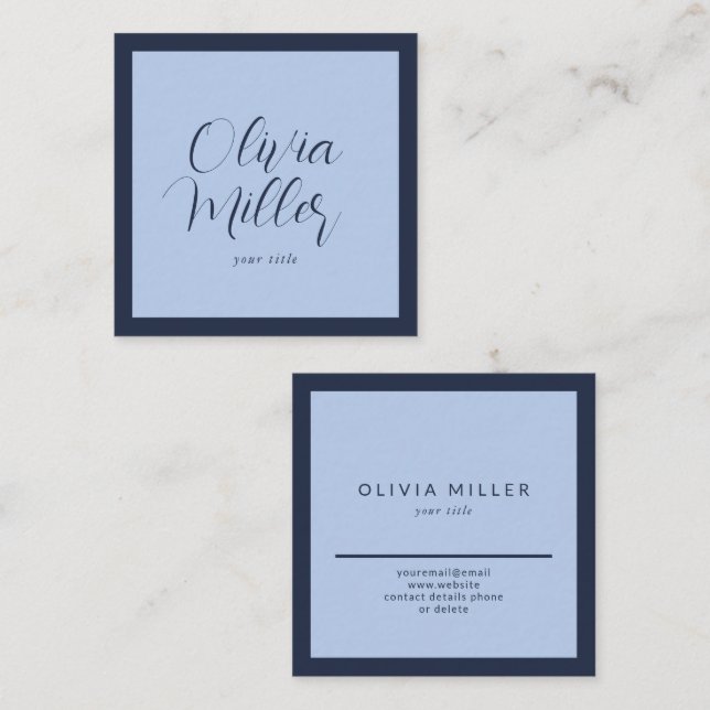 Soft Sky Blue - Modern Square Business Card (Front/Back)
