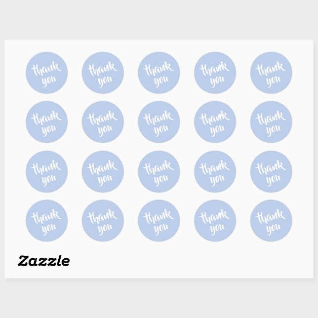 Soft Sky Blue Thank You Classic Round Sticker (Sheet)