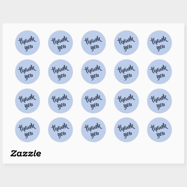 Soft Sky Blue Thank You Classic Round Sticker (Sheet)