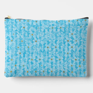 Soft Sky Blue & White Watercolor Ditsy Floral Patt Accessory Pouch