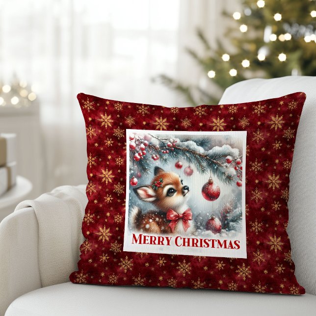 Soft snowy forest baby deer kids room decor  cushion (Soft snowy forest baby deer kids room decor (49))