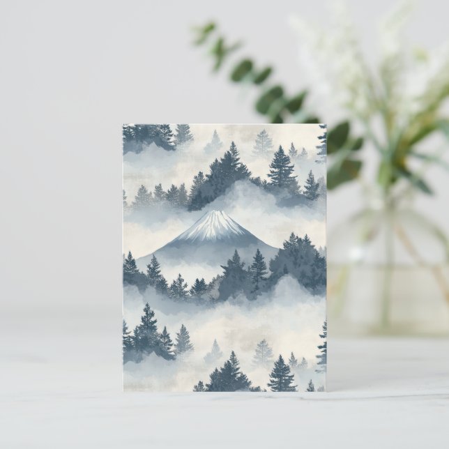 Soft Snowy Mountain Peaks - Blue White Postcard (Standing Front)