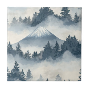 Soft Snowy Mountain Peaks - Blue White Tile