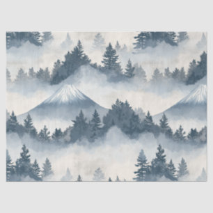 Soft Snowy Mountain Peaks - Blue White Tissue Paper