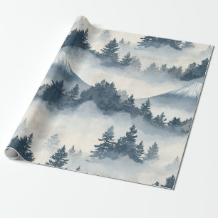 Soft Snowy Mountain Peaks - Blue White Wrapping Paper