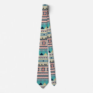 Soft Southwest Tribal Pattern Pink Turquoise Gold Tie
