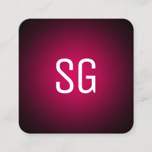 Soft Spot - Initials - Neon Red on Black Square Business Card