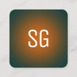 Soft Spot - Initials -  Orange on Dark Green Square Business Card