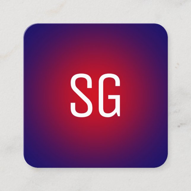 Soft Spot - Initials - Red on Deep Navy Square Business Card (Front)