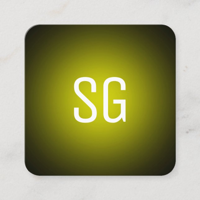 Soft Spot - Initials - Yellow on Black Square Business Card (Front)