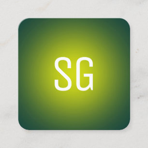 Soft Spot - Initials - Yellow on Dark Green Square Business Card